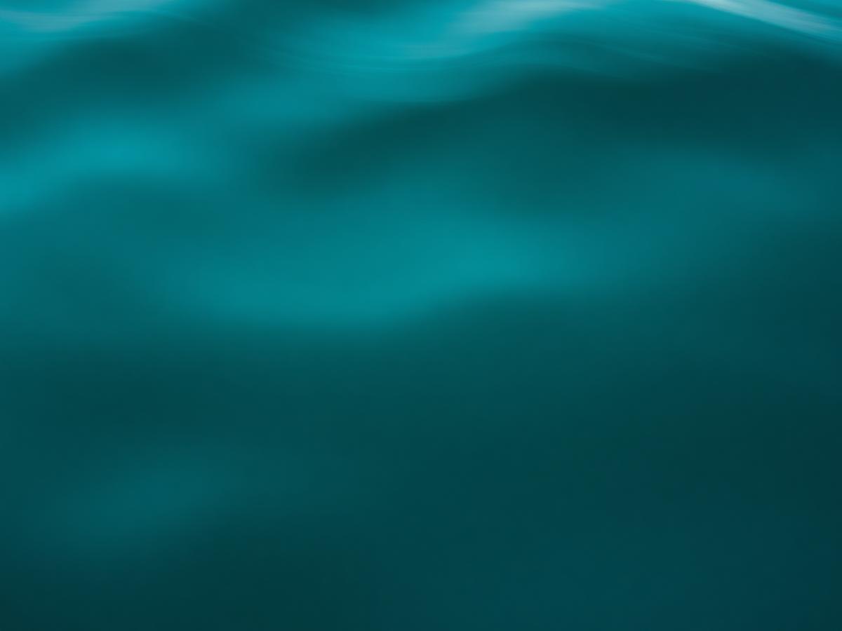 Deep teal sea water moving slowly in late afternoon light